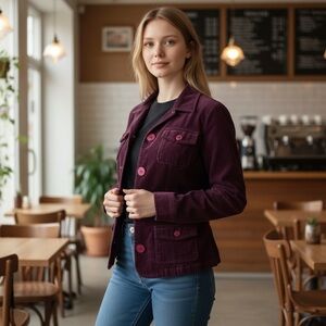 Corduroy Blazer in Plum. Size S